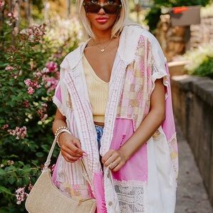 Impressions Pink and White Patchwork Tunic